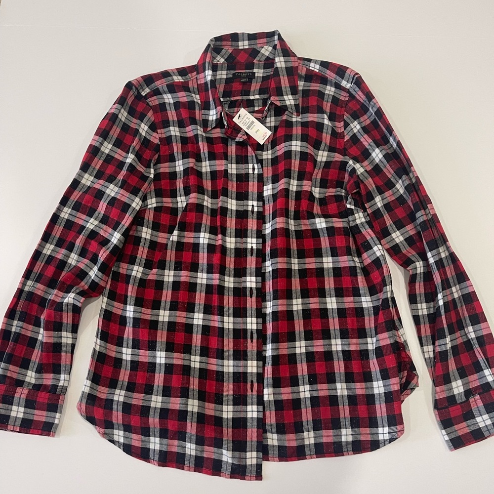 Talbots plaid shirt new with tags, size M petite length 26